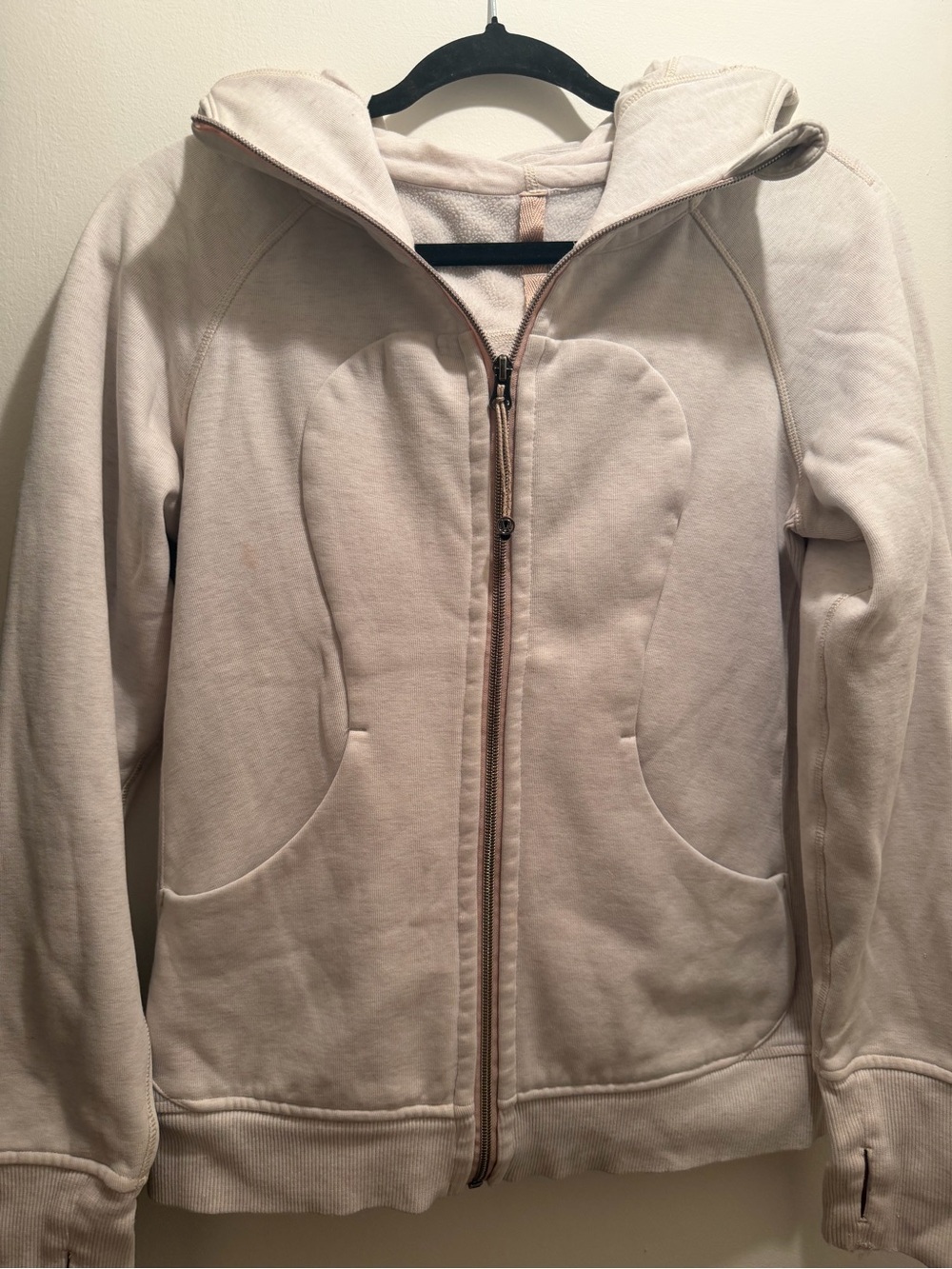 lululemon athletica Cream Zip Front Hoodie Jacket * see pics please *